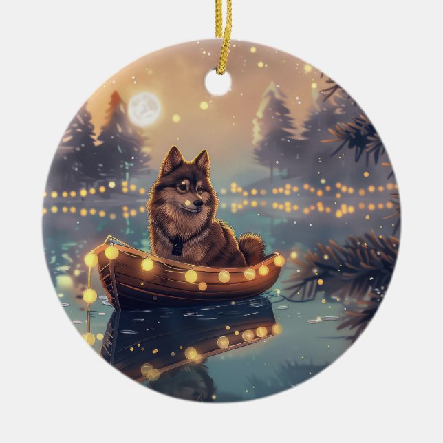 Décoration En Céramique Finlandais Lapphund Noël Festive Voyage (Devant)