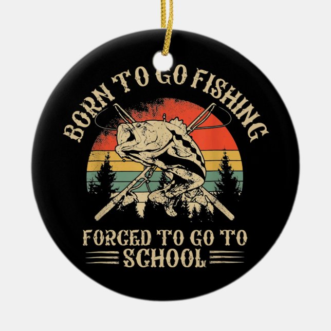 Décoration En Céramique Finy Fishing Bass Fish Fisherman Kids Born To Go (Devant)