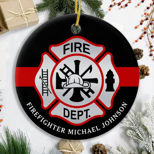 Décoration En Céramique Firefighter Maltese Cross Personalized Fireman