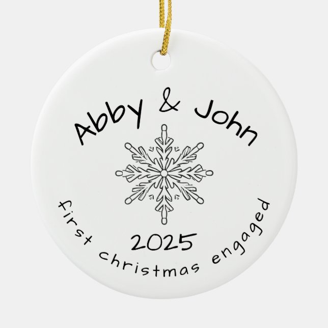 Décoration En Céramique First Christmas Engaged Ornament Minimalist  (Devant)