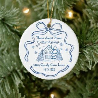 Décoration En Céramique First Christmas New Home Sweet Home Blue Whimsical