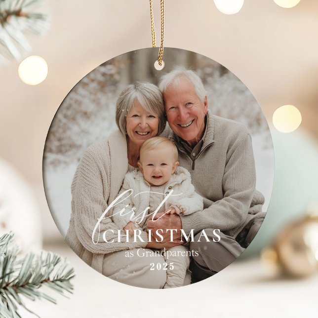 Décoration En Céramique First Year as Grandparents Christmas Photo  (Créateur téléchargé)