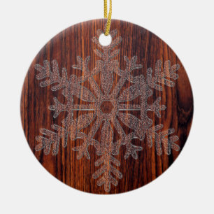 Décoration En Céramique Flacon de neige en cristal de bois foncé en acajou