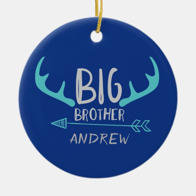 Décoration En Céramique Flèche personnalisée Blue Big Brother Antler (Devant)