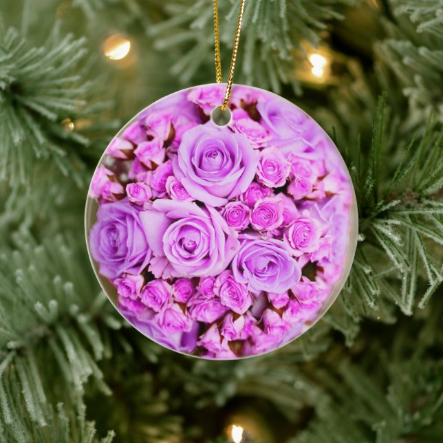 Décoration En Céramique Fleur Bouquet de Rose violette (Arbre)