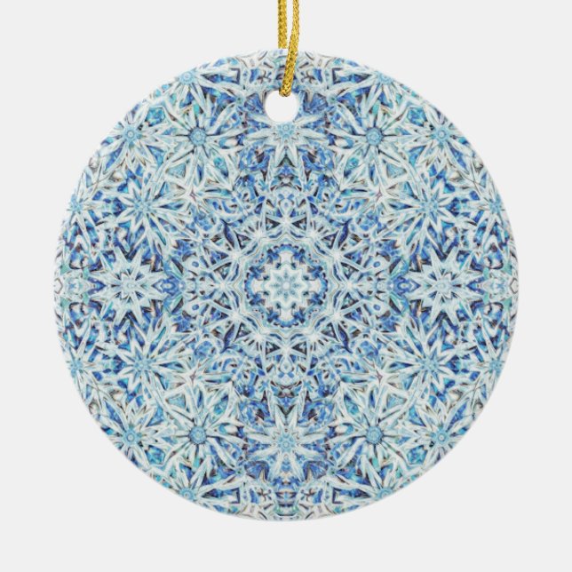 Décoration En Céramique Fleur de cristal givré - Dessin de flocon de neige (Devant)