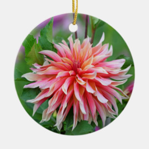 Décoration En Céramique Fleur de dahlia orange et rose 1er