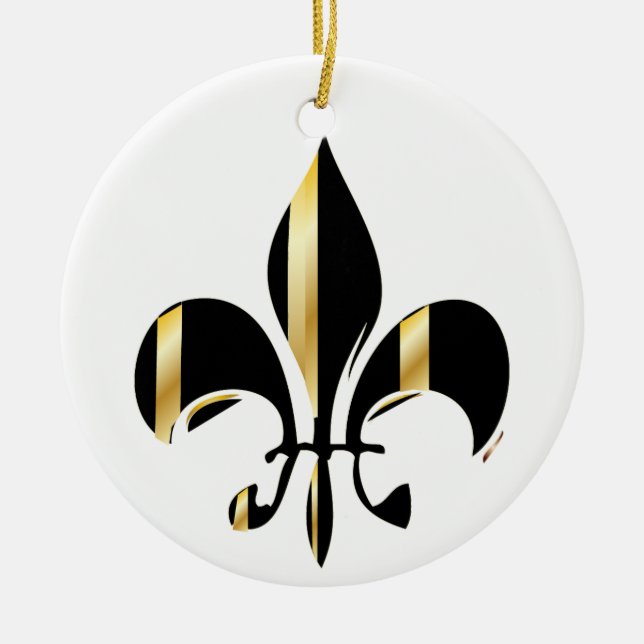 Décoration En Céramique Fleur de Lis/noir + or (Devant)