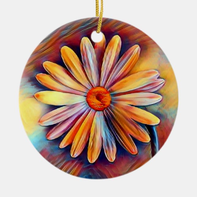 Décoration En Céramique Fleur de marguerite colorée personnalisée Noël (Devant)