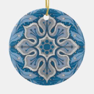 Décoration En Céramique Fleur de neige, motif floral, flocon de neige bleu