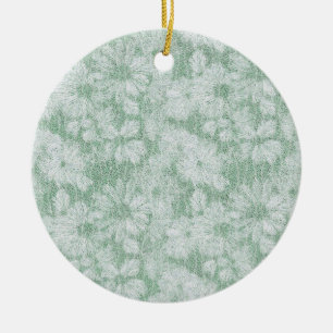 Décoration En Céramique Fleur de Pâquerette Veloutée Vert Menthe 