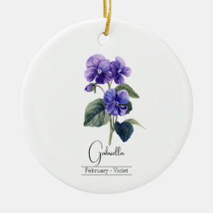 Décoration En Céramique Fleur du mois de naissance Violet févré