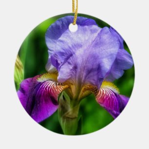 Décoration En Céramique Fleur Iris rose et violet