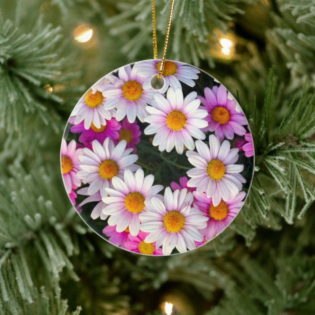 Décoration En Céramique Fleur marguerite blanche et rose (Arbre)