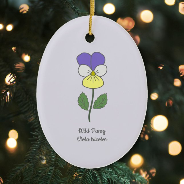 Décoration En Céramique Fleur pastel botanique sauvage de Pansy (Botanical Wild Pansy Ornament)
