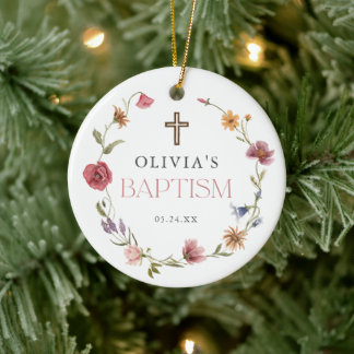 Décoration En Céramique Fleur sauvage Printemps Floral Girl Baptême