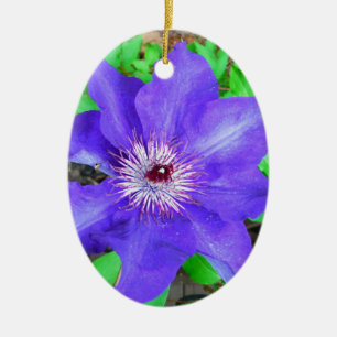 Décoration En Céramique Fleur violette Clematis