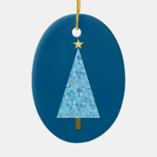 Décoration En Céramique Fleurs bleues sur un sapin de Noël moderne