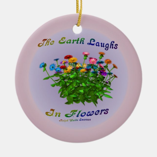 Décoration En Céramique Fleurs Bonheur Inspirationnel Citation Ornament (Devant)