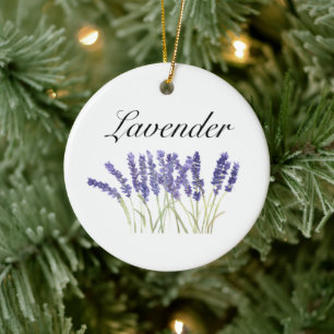 Décoration En Céramique Fleurs de lavande herbes d'aquarelle violet chic