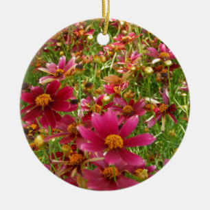 Décoration En Céramique Fleurs de marguerite rose et jaune brillantes
