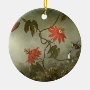 Décoration En Céramique Fleurs de passion et colibris par Martin J Heade