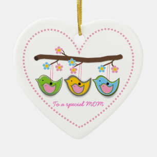 Décoration En Céramique Fleurs d'oiseau mignonne et enceinte Fête des mère