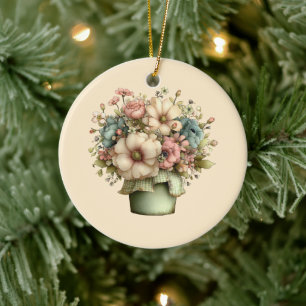 Décoration En Céramique Fleurs Fantaisistes dans un Pot de Fleurs Mignon