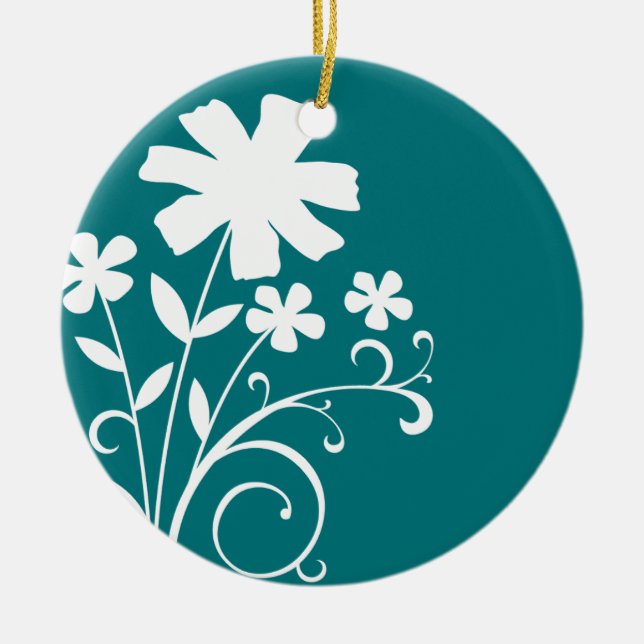 Décoration En Céramique FLEURS SAUVAGES turquoises (Devant)