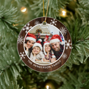 Décoration En Céramique Flocon de neige Bois rustique Merveilleux moment d