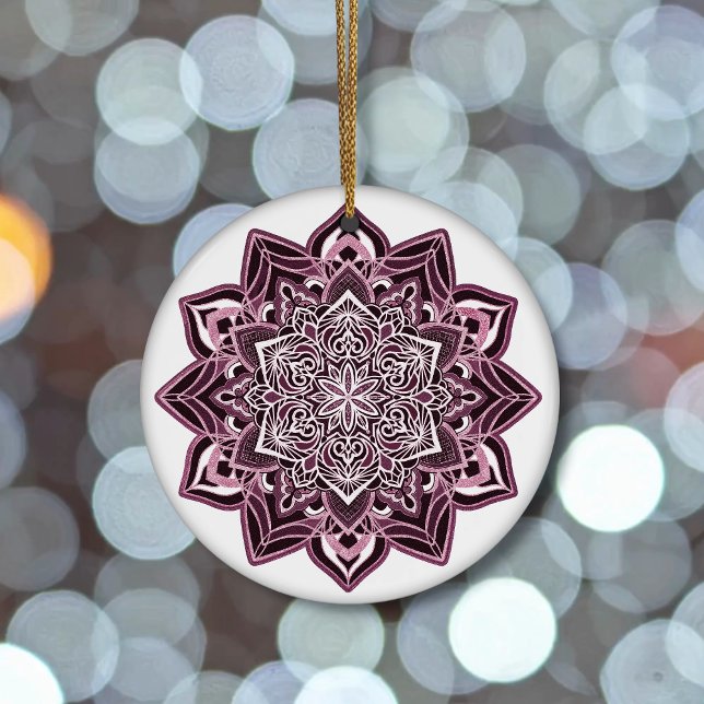 Décoration En Céramique Flocon de neige rose sur blanc (Créateur téléchargé)