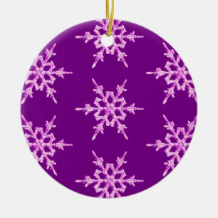 Décoration En Céramique Flocons de neige, cristaux d'orchidée pâle sur vio