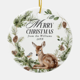 Décoration En Céramique Floral Deer Élégant Joyeux Noël Moderne