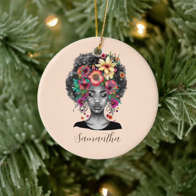 Décoration En Céramique Floral Elegant Afro Femme (Arbre)