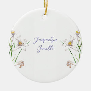 Décoration En Céramique Floral Elegant Chic Cute Calligraphie Ajouter Nom
