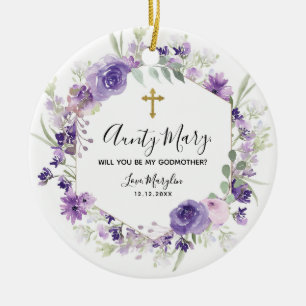 Décoration En Céramique Floral Géométrique violet Serez-vous Godmère