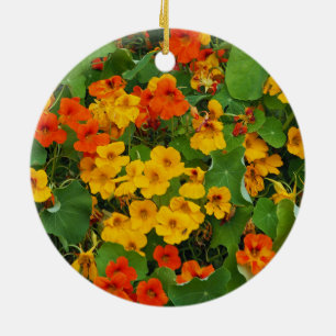 Décoration En Céramique Floral Nasturtiums Jaune et Orange Photo