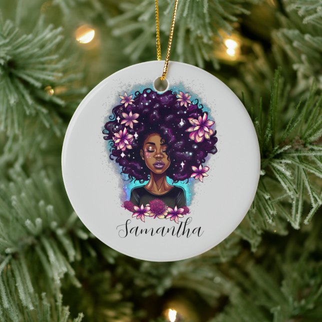 Décoration En Céramique Floral Sparkling Afro Femme (Arbre)