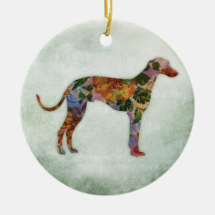 Décoration En Céramique Flore De Chien Gris Sur Vert