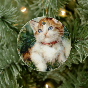 Décoration En Céramique Fluffy christmas cat Watercolor