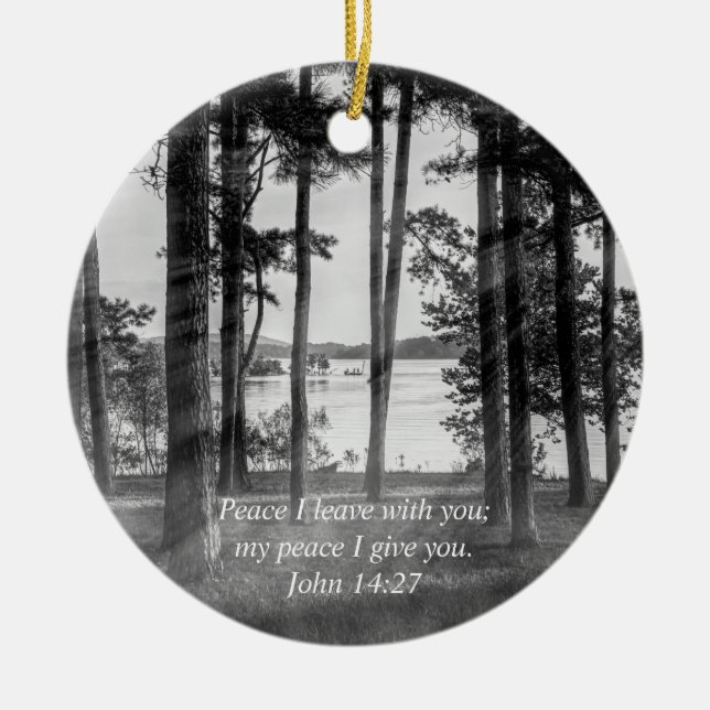 Décoration En Céramique Foggy Trees À Table Rock Grayscale Bible Verse (Devant)