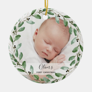 Décoration En Céramique Foliage Frame   Les Premiers Noël de Baby avec Pho