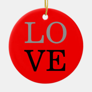 Décoration En Céramique Fond rouge gris amour mariage 