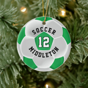 Décoration En Céramique Football ⚽ balle en vert et blanc
