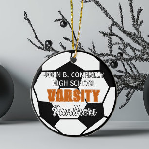 Décoration En Céramique Football de Varsité Orange Noël Personnalisé Lycée