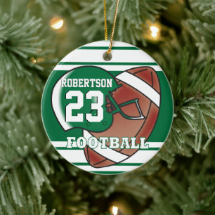 Décoration En Céramique Football vert foncé et sport blanc