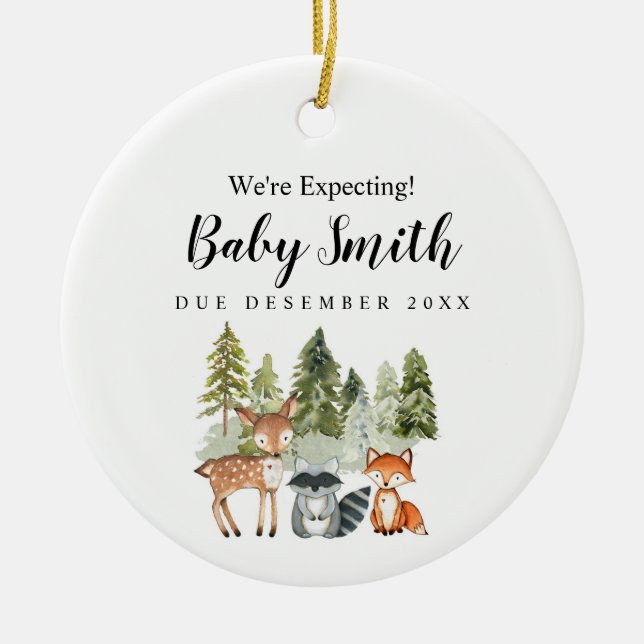 Décoration En Céramique Forêt de pins Nous attendons l'ornement des parent (Devant)