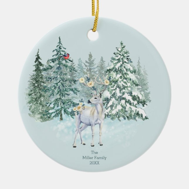 Décoration En Céramique Forêt d'hiver Cerf (Devant)