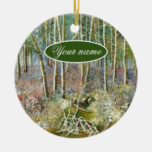 Décoration En Céramique forêt d'hiver peinture aquarelle