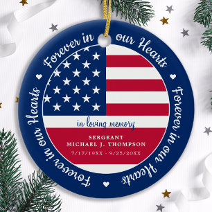 Décoration En Céramique Forever In Our Hearts Vétéran USA Flag Memorial